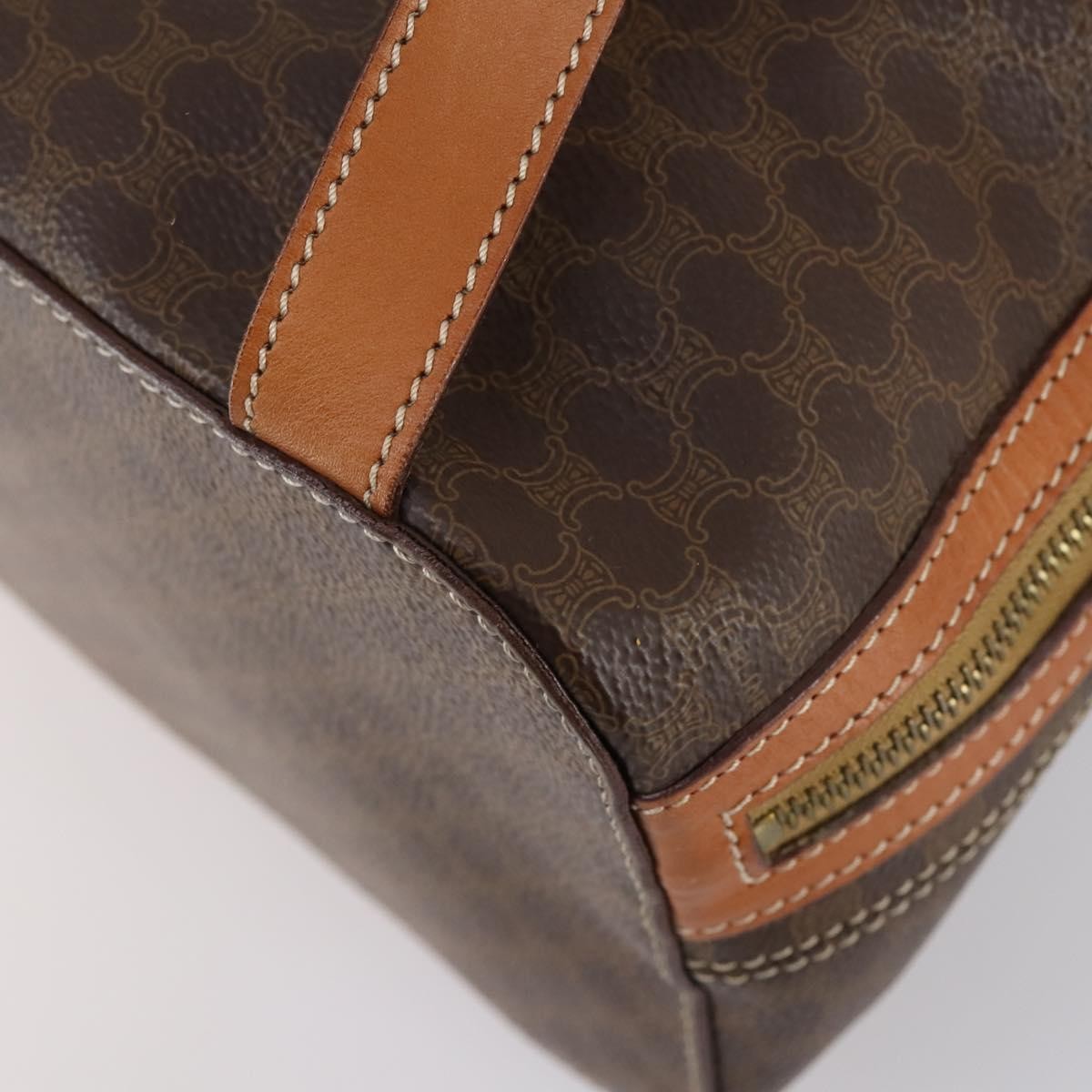 Celine Vintage Macadam Backpack Canvas And Leather Brown Canvas Backpack Bag