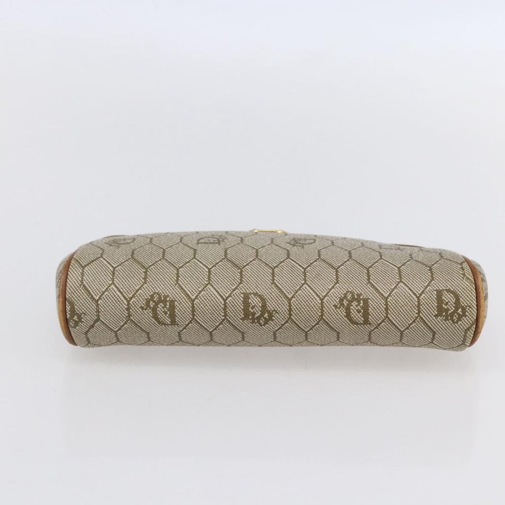 Christian Dior Vintage Honeycomb Zip Pouch Canvas And Leather Beige Canvas Clutche & Pouche Bag (Pre-Owned)