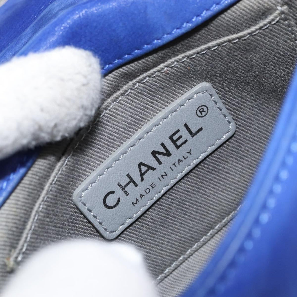 Chanel Diamond Stitch Chain Flap Bag Quilted Iridescent Calfskin Blue Leather Shoulder Bag Bag