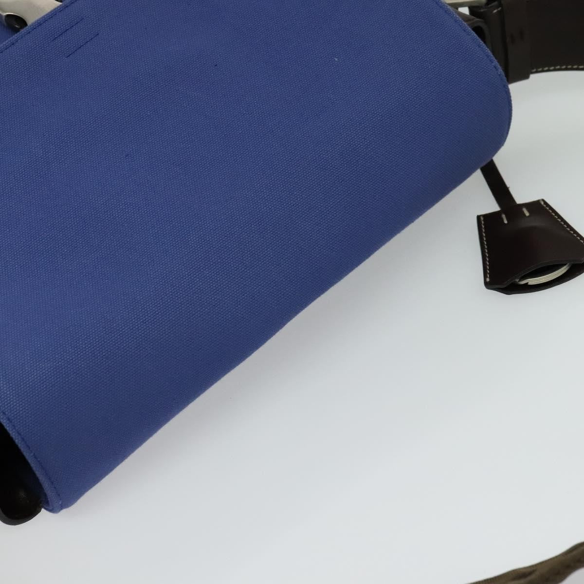 Prada Impunturato Buckle Flap Messenger Bag Canvas Blue Canvas Shoulder Bag Bag