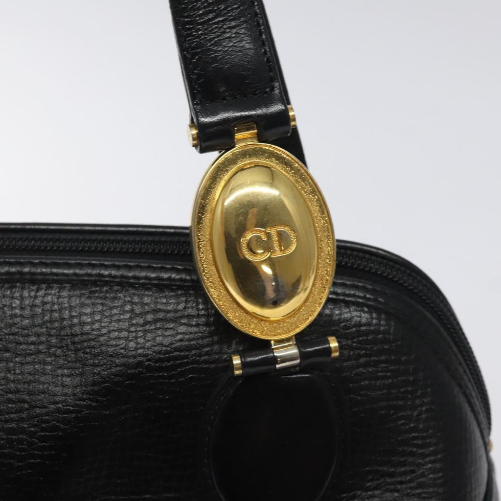 Christian Dior Vintage Cd Handbag Leather Black Leather Handbag (Pre-Owned)