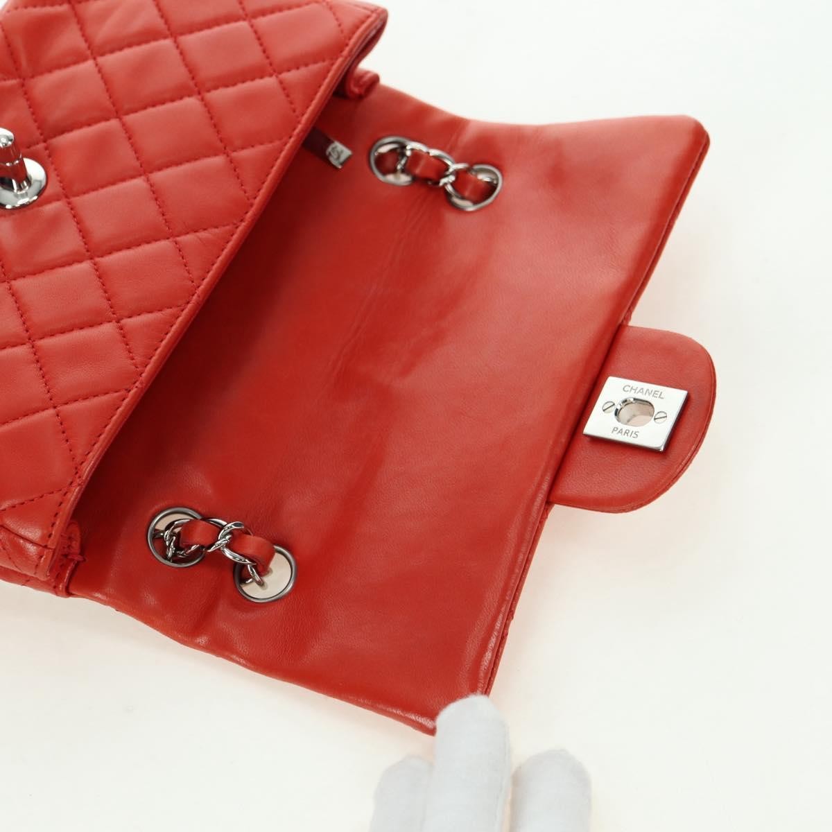 Chanel Flap Shoulder Bag Leather Red Leather Handbag