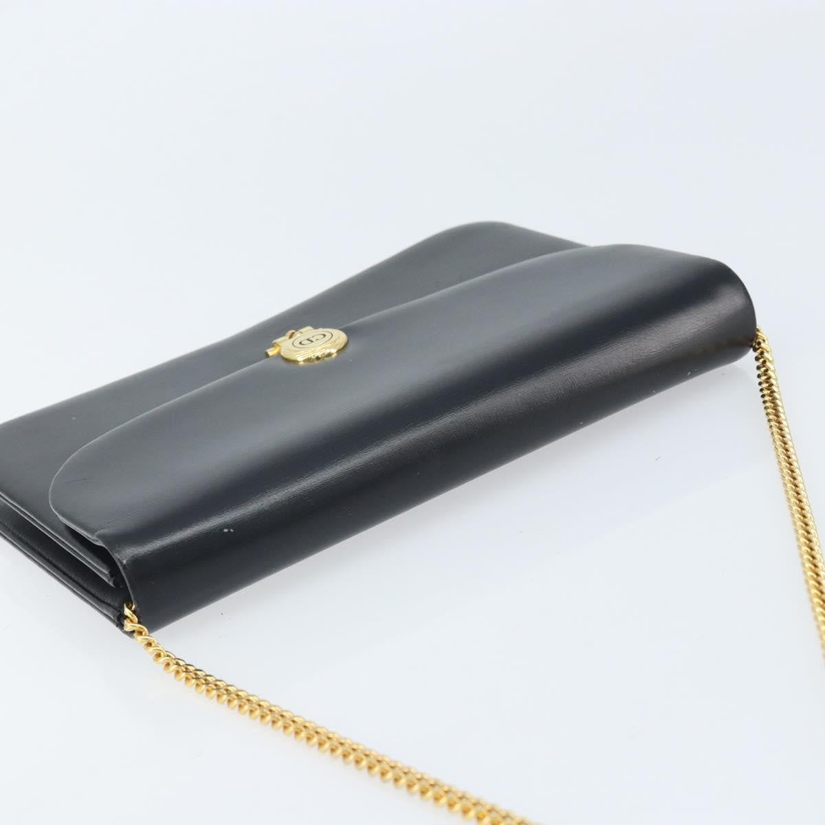 Christian Dior Vintage Cd Chain Flap Shoulder Bag Leather Black Leather Shoulder Bag Bag (Pre-Owned)