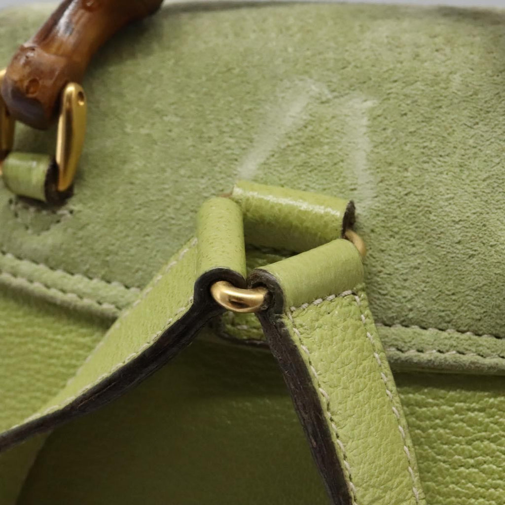 Gucci Gucci Bamboo Backpack Daim Green Suede Backpack Bag (Pre-Owned)