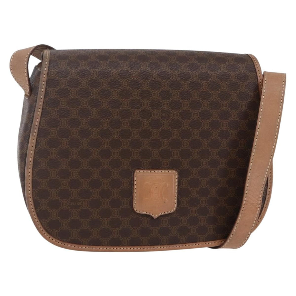 Celine Macadam Shoulder Bag Pvc Leather Brown Canvas Shoulder Bag Bag