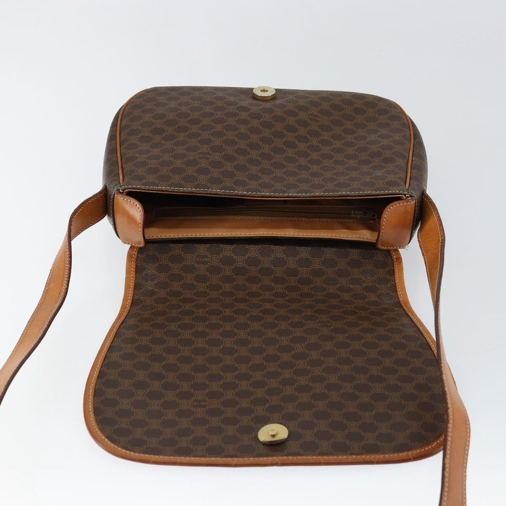 Celine Macadam Shoulder Bag Pvc Leather Brown Canvas Shoulder Bag Bag