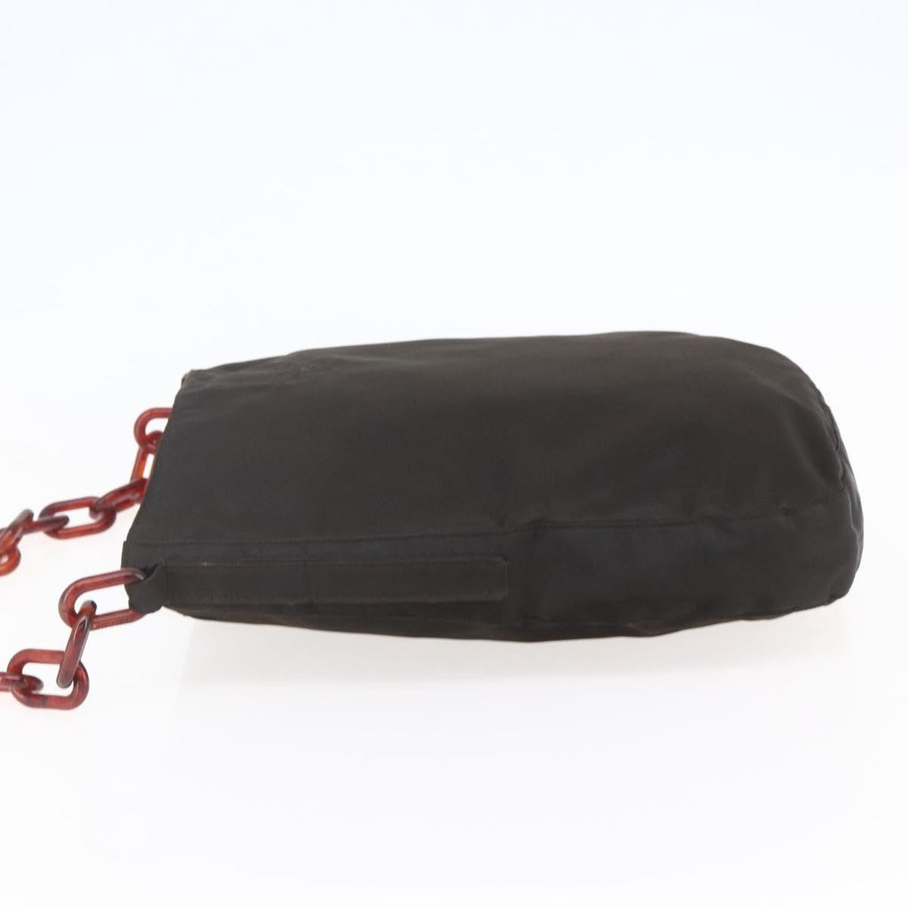 Prada Resin Chain Shoulder Bag Nylon Brown Nylon Shoulder Bag Bag