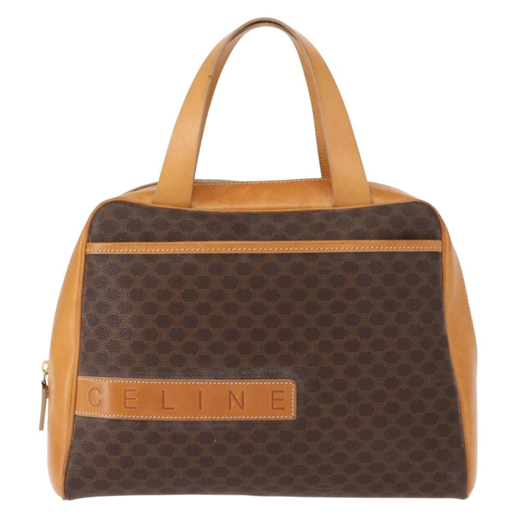 Celine Vintage Macadam Handbag Canvas And Leather Brown Canvas Handbag