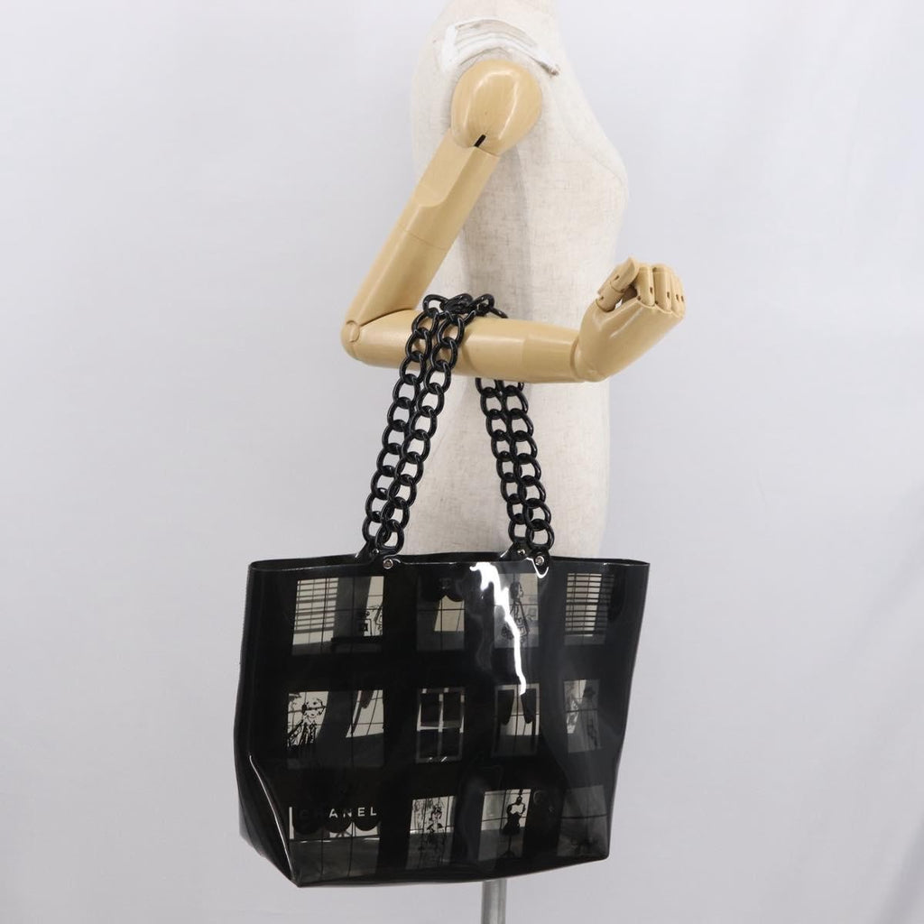 Chanel Coco Window Tote Printed Vinyl Black Plastic Tote Bag Bag
