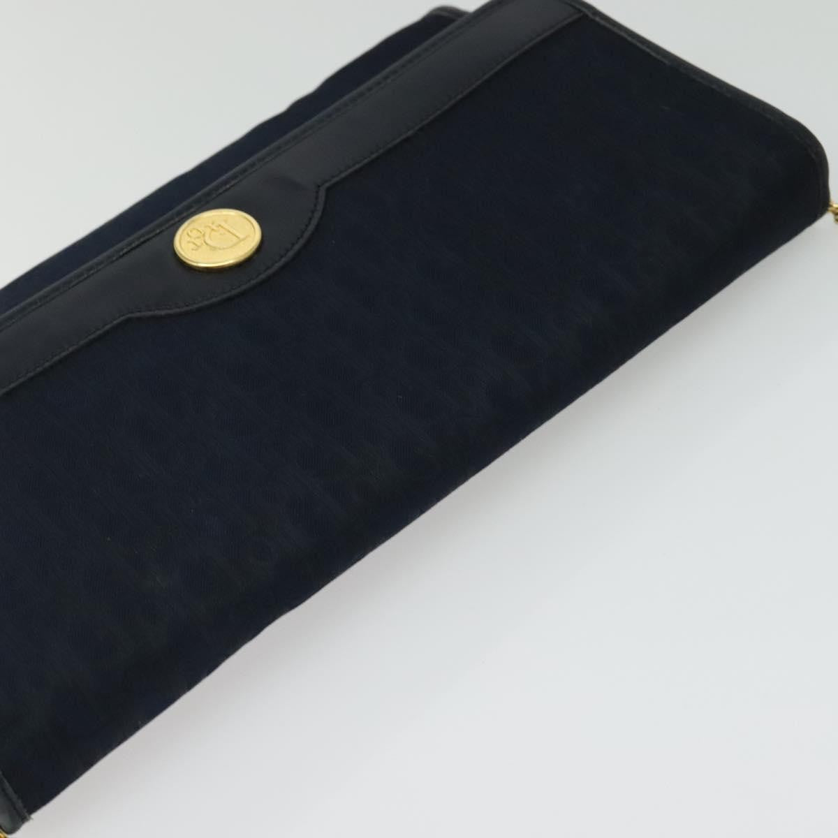 Christian Dior Vintage Chain Flap Shoulder Bag Diorissimo Canvas Navy Canvas Shoulder Bag Bag (Pre-Owned)