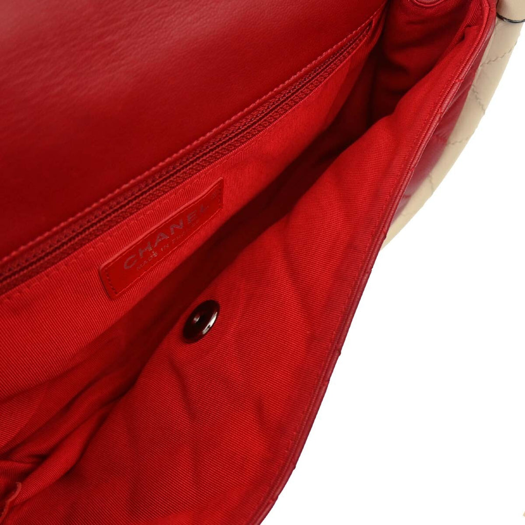 Chanel Hula Hoop Bag Quilted Lambskin Red Lamb Handbag
