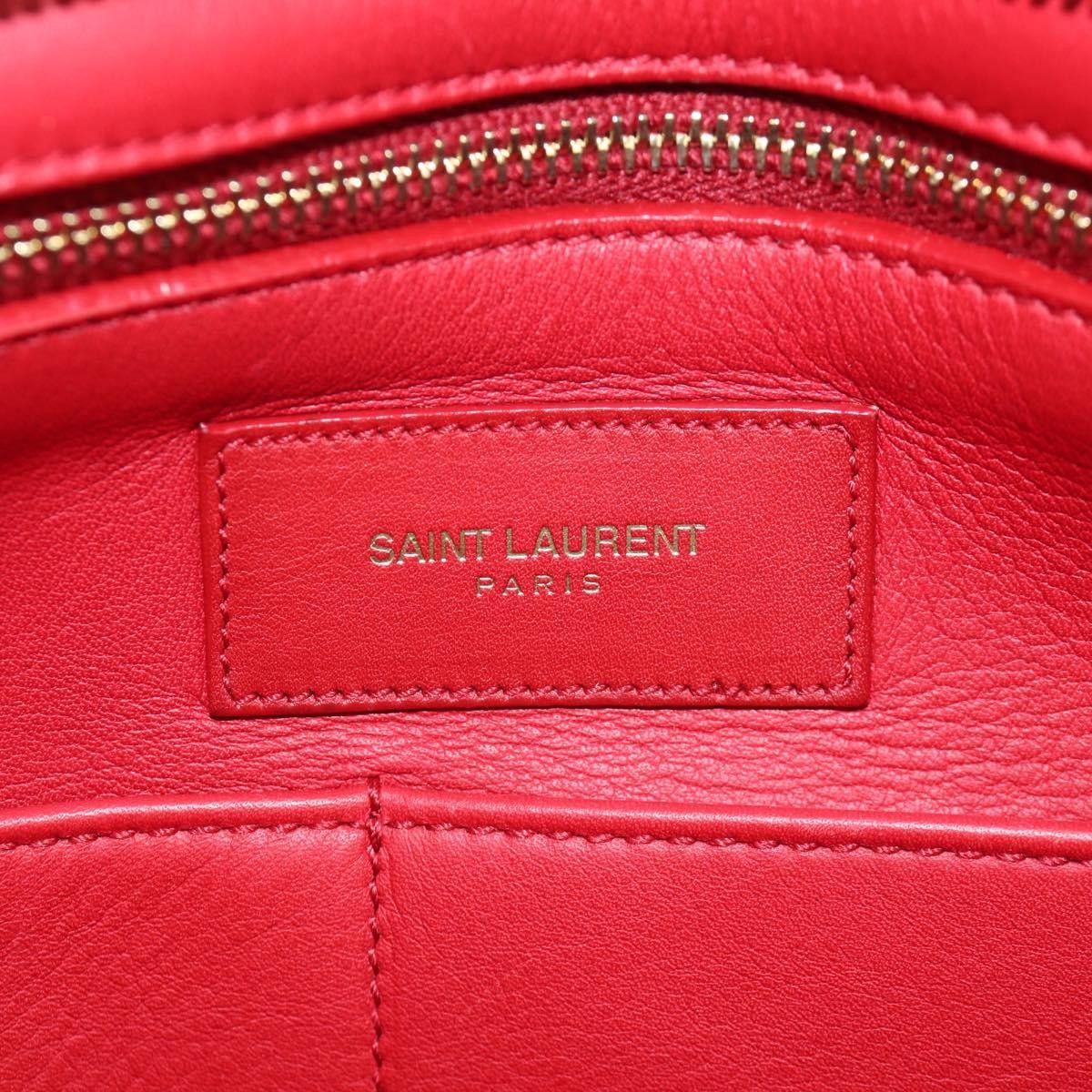 Saint Laurent Classic Y Cabas Leather Red Leather Handbag (Pre-Owned)