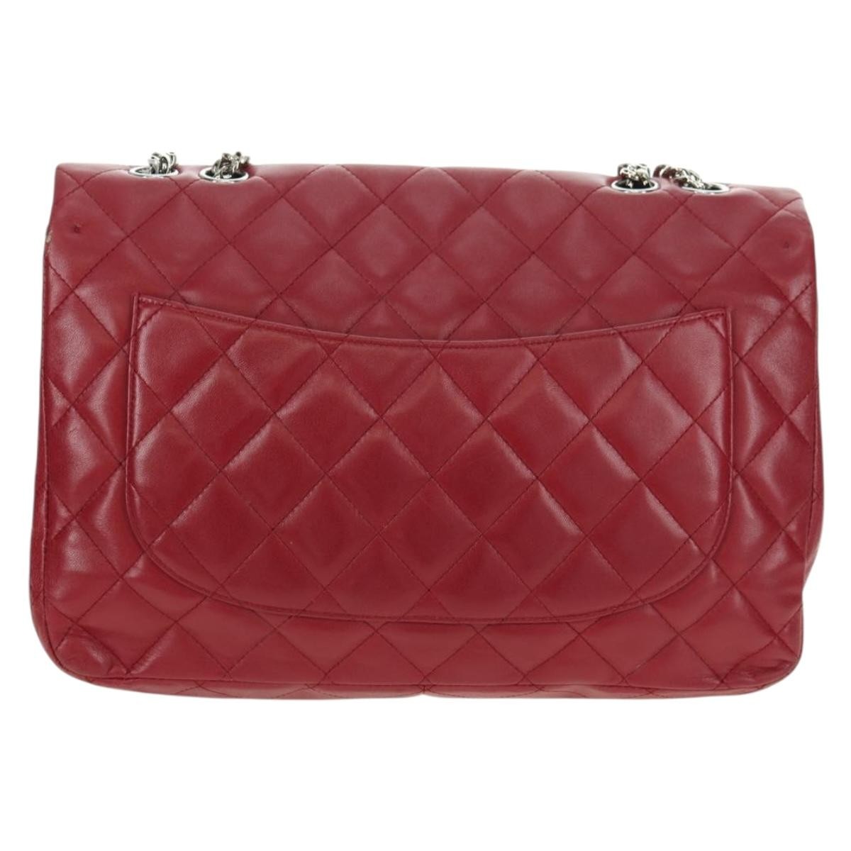 Chanel Classic Single Flap Bag Quilted Lambskin Red Leather Shoulder Bag Bag