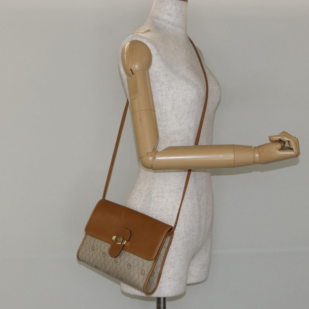 Christian Dior Vintage Honeycomb Flap Crossbody Bag Canvas And Leather Beige Canvas Shoulder Bag Bag (Pre-Owned)