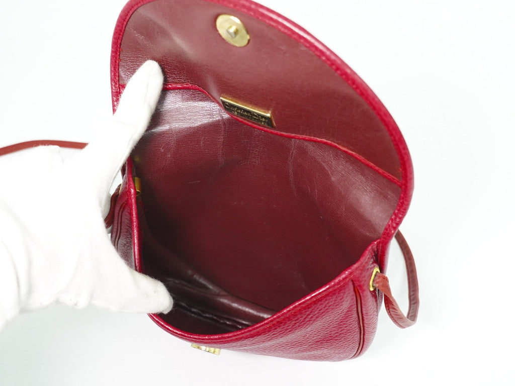 Christian Dior Vintage Shoulder Bag Leather Red Leather Shoulder Bag Bag (Pre-Owned)