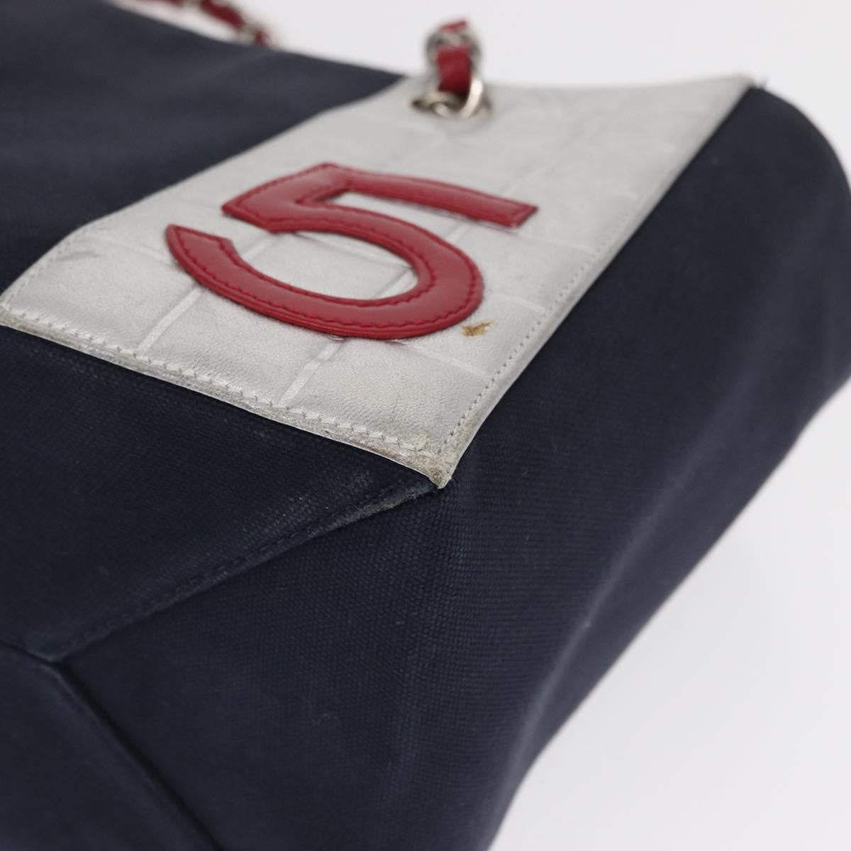 Chanel No.5 Tote Canvas And Leather Navy Canvas Tote Bag Bag