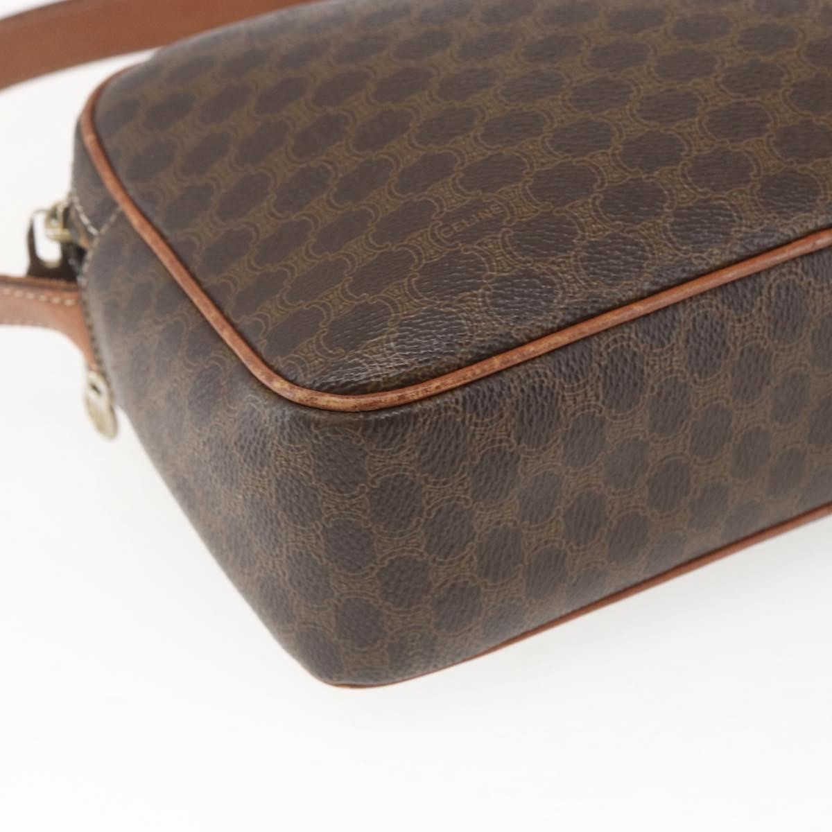 Celine Vintage Macadam Shoulder Bag Canvas Brown Canvas Shoulder Bag Bag