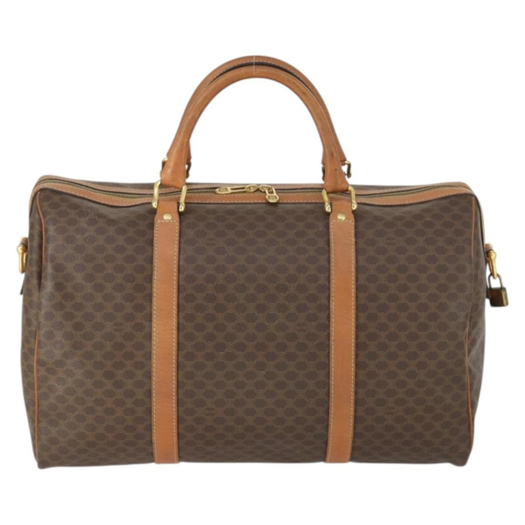 Celine Vintage Macadam Boston Bag Canvas And Leather Brown Pvc Travel Bag Bag