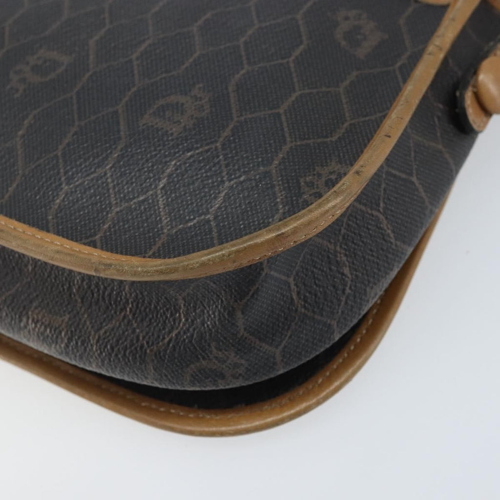 Christian Dior Vintage Honeycomb Flap Crossbody Bag Canvas And Leather Black Canvas Shoulder Bag Bag (Pre-Owned)