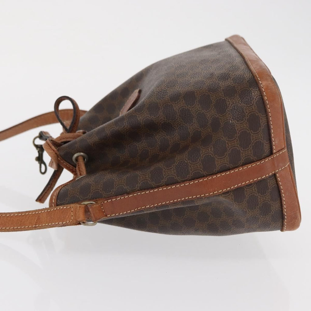 Celine Vintage Macadam Shoulder Bag Canvas And Leather Brown Canvas Shoulder Bag Bag