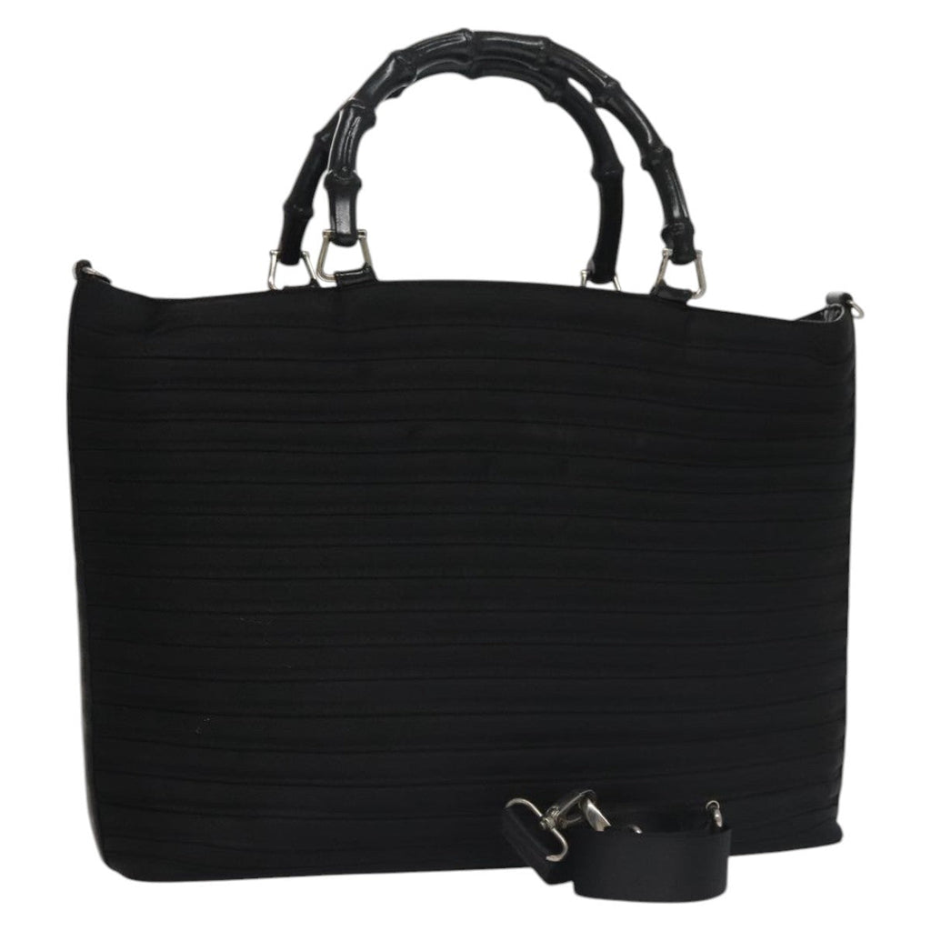 Gucci Vintage Bamboo Handle Bag Nylon Black Nylon Tote Bag Bag (Pre-Owned)