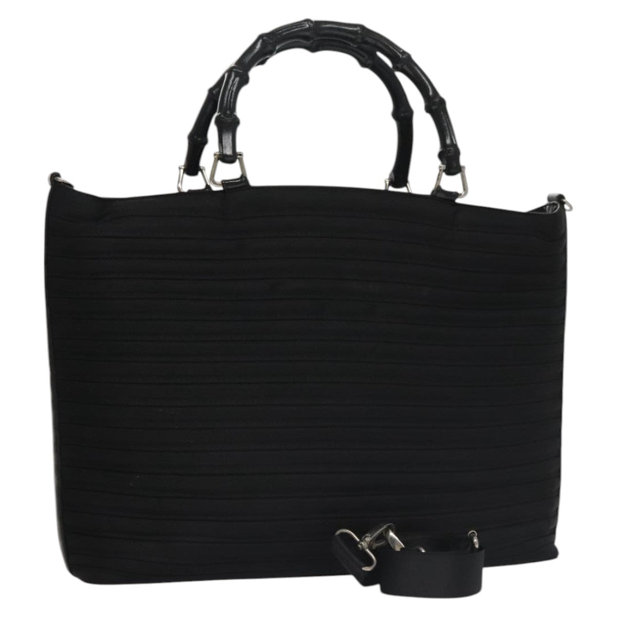 Gucci Vintage Bamboo Handle Bag Nylon Black Nylon Tote Bag Bag (Pre-Owned)