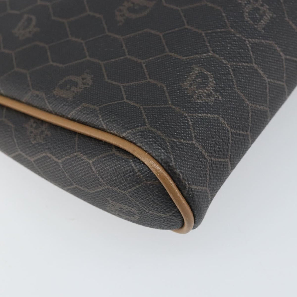 Christian Dior Vintage Honeycomb Zip Pouch Canvas And Leather Black Canvas Clutche & Pouche Bag (Pre-Owned)