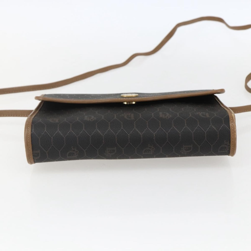 Christian Dior Vintage Honeycomb Flap Crossbody Bag Canvas And Leather Black Canvas Shoulder Bag Bag (Pre-Owned)