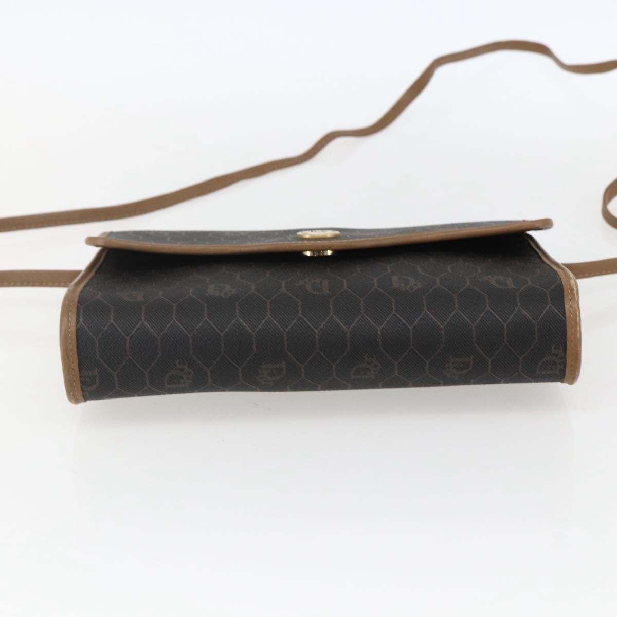 Christian Dior Vintage Honeycomb Flap Crossbody Bag Canvas And Leather Black Canvas Shoulder Bag Bag (Pre-Owned)