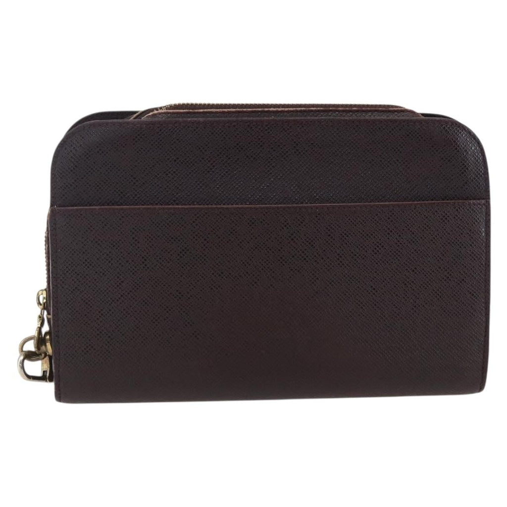 Louis Vuitton Pochette Baikal Clutch Taiga Leather Burgundy Leather Clutche & Pouche Bag