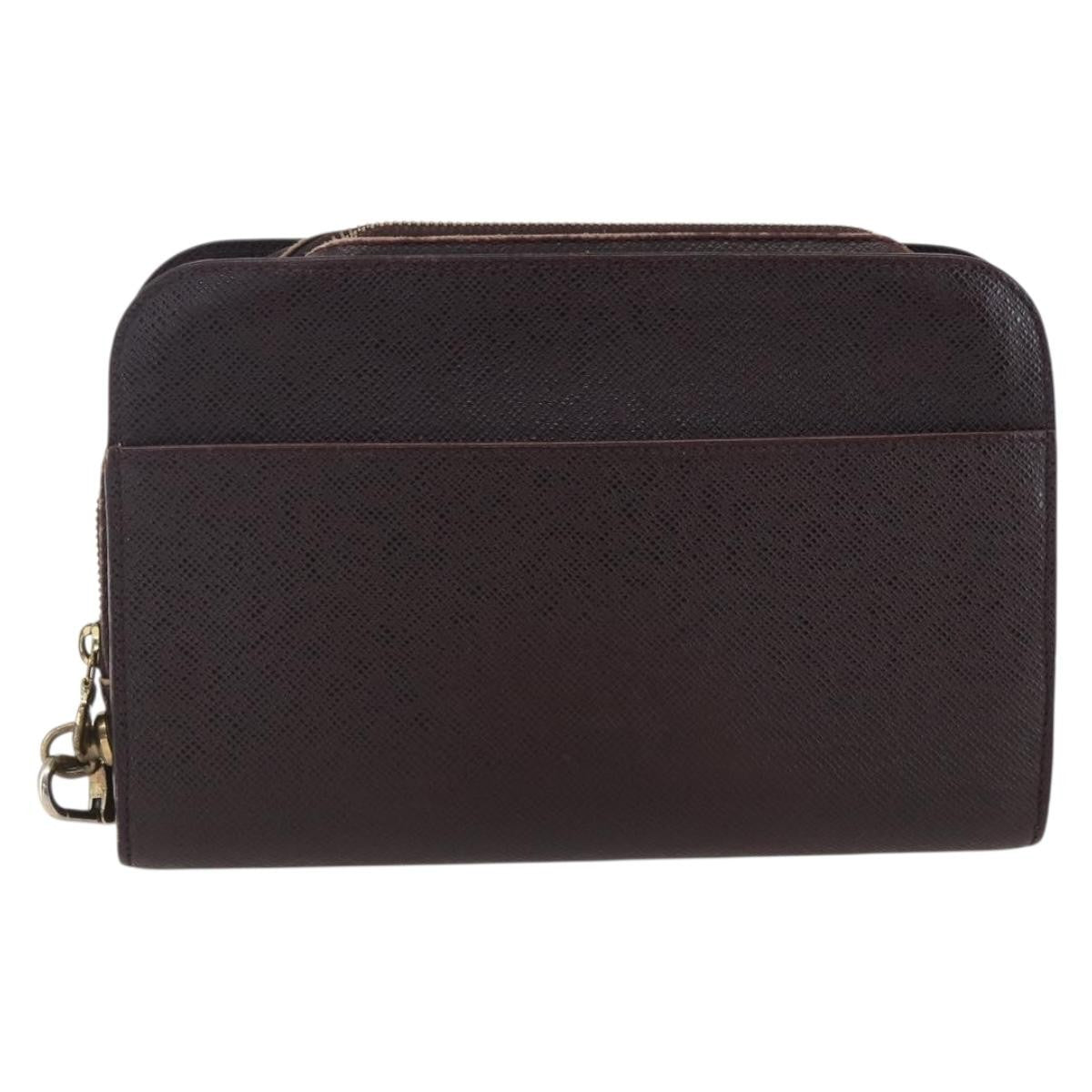 Louis Vuitton Pochette Baikal Clutch Taiga Leather Burgundy Leather Clutche & Pouche Bag
