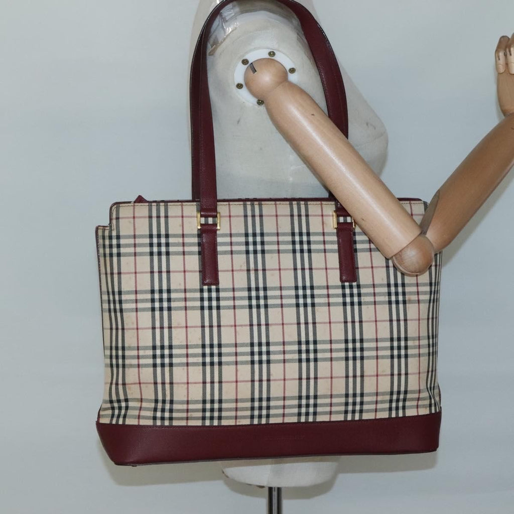 Burberry Nova Check Tote Canvas And Leather Beige Canvas Tote Bag