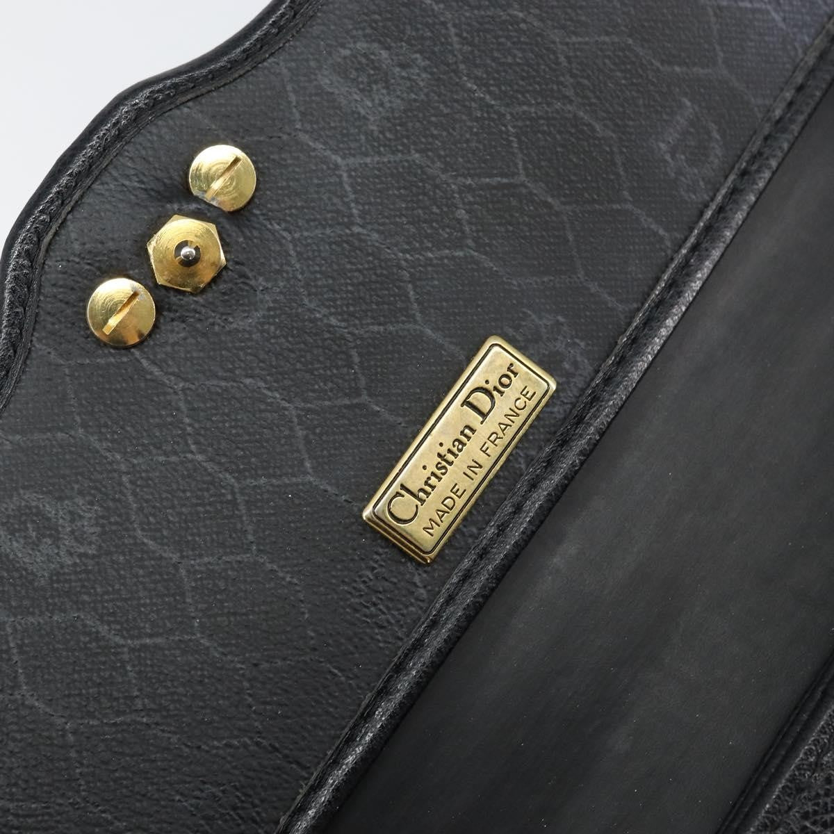 Christian Dior Vintage Cd Chain Flap Shoulder Bag Leather Black Leather Shoulder Bag Bag (Pre-Owned)