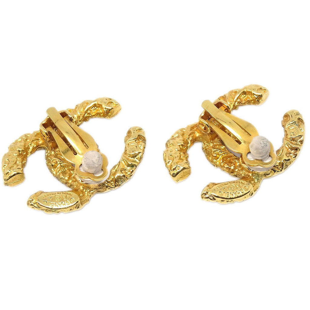 Chanel Cc Clip On Earrings Metal Gold Gold_Plated Earrings Jewelry