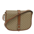 Celine Vintage Macadam Shoulder Bag Canvas And Leather Beige Canvas Shoulder Bag Bag