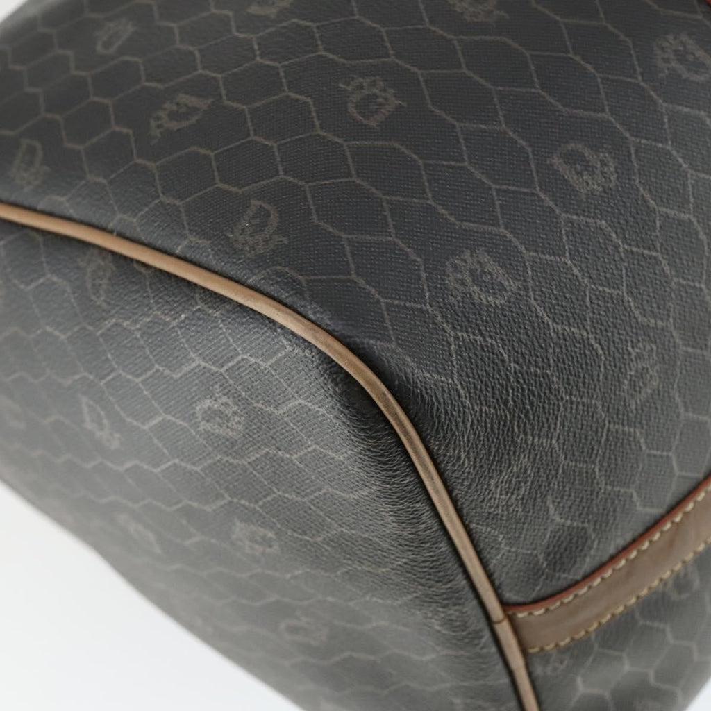 Christian Dior Vintage Honeycomb Boston Bag Canvas And Leather Black Canvas Travel Bag Bag (Pre-Owned)