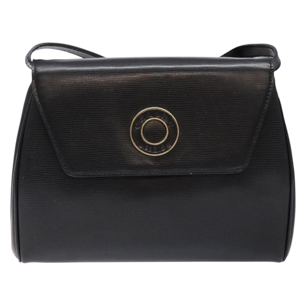 Celine Vintage Circle Logo Crossbody Bag Leather Black Leather Bag
