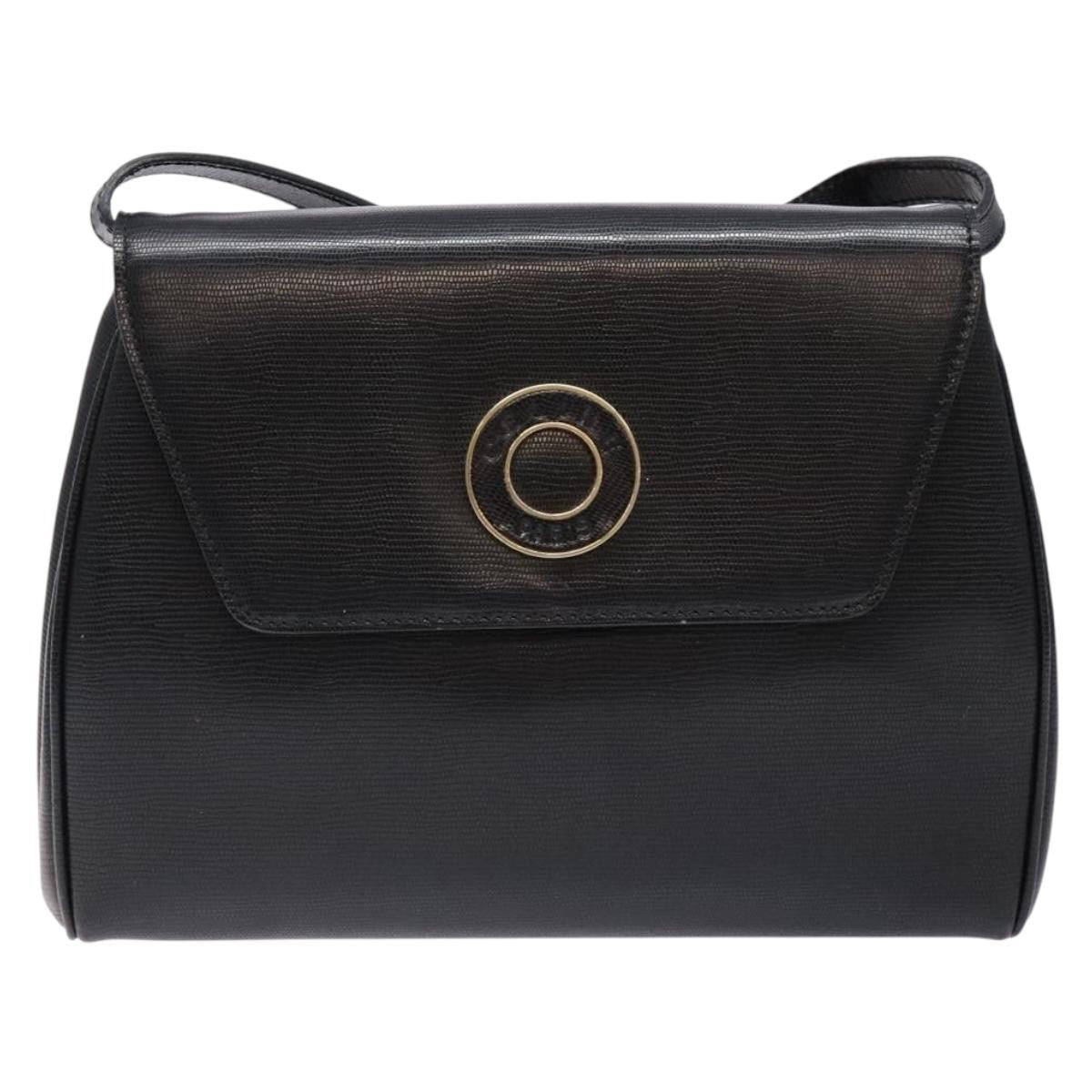 Celine Vintage Circle Logo Crossbody Bag Leather Black Leather Bag