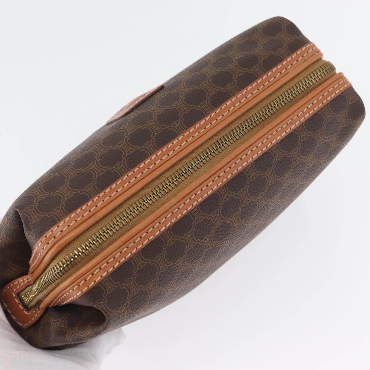 Celine Macadam Pochette Canvas And Leather Brown Canvas Clutche & Pouche Bag