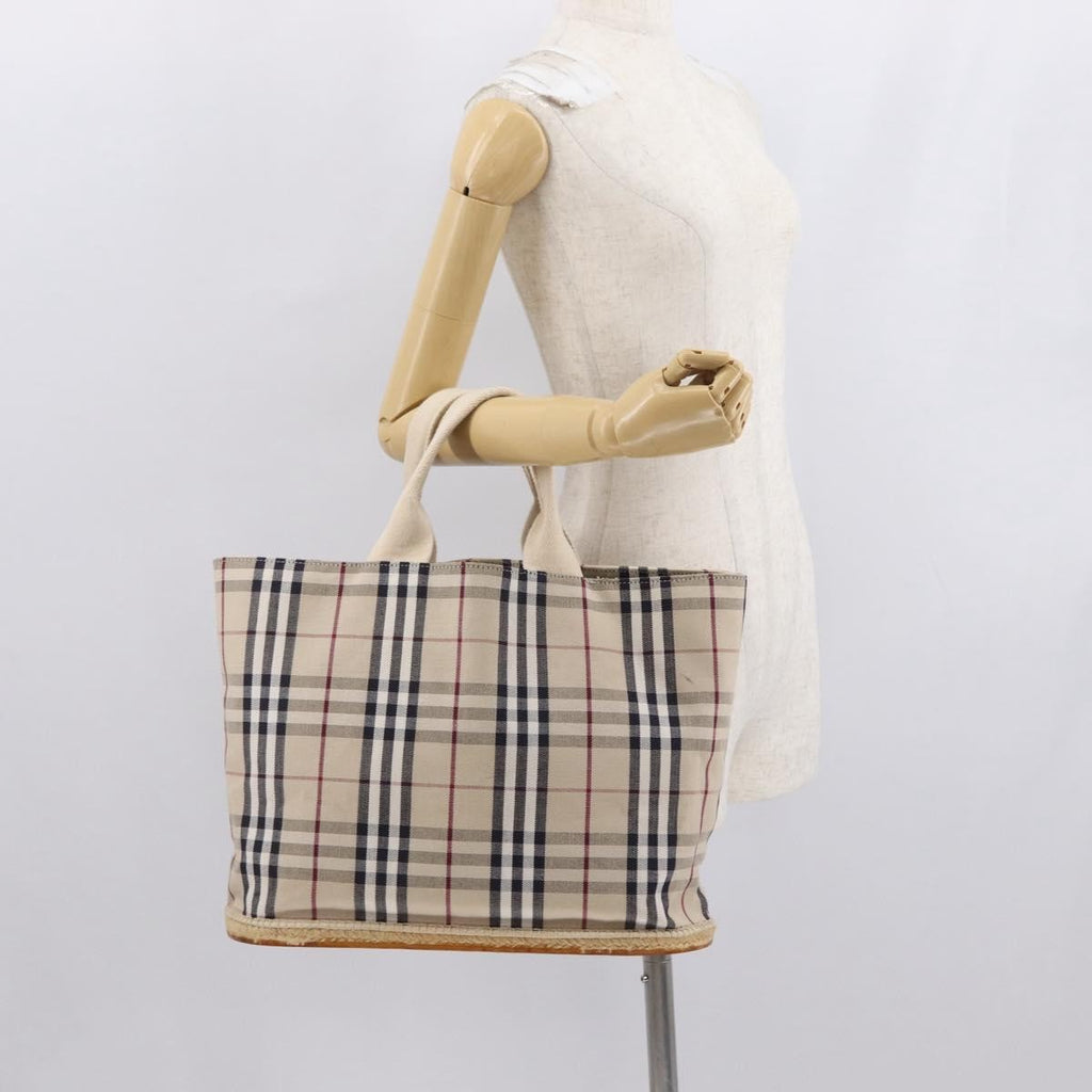 Burberry Nova Check Tote Canvas Check Pattern Beige Canvas Tote Bag