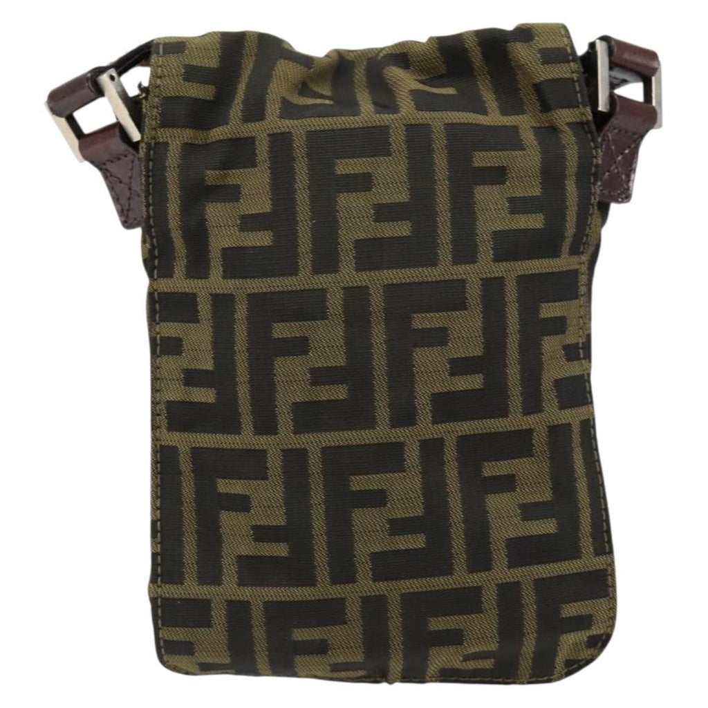 Fendi Flat Messenger Bag Zucca Canvas Brown Canvas Shoulder Bag Bag
