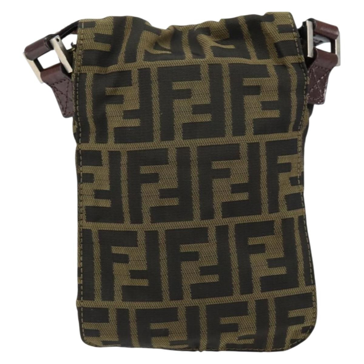 Fendi Flat Messenger Bag Zucca Canvas Brown Canvas Shoulder Bag Bag