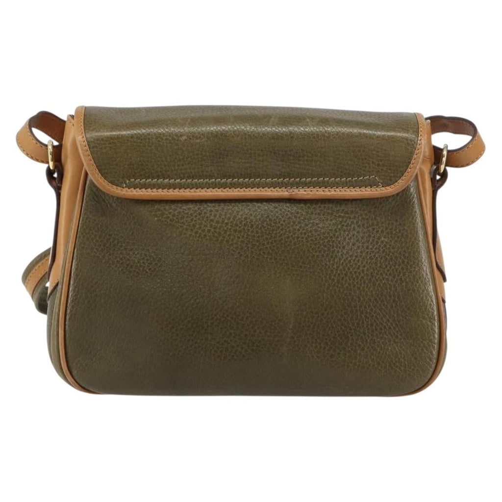 Celine Vintage Shoulder Bag Leather Khaki Leather Shoulder Bag Bag