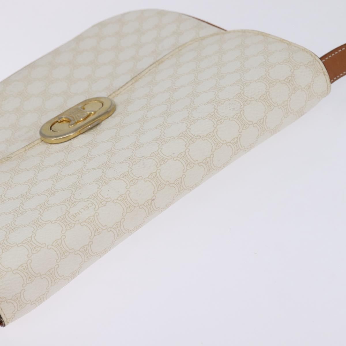 Celine Macadam Shoulder Bag Pvc Leather White Canvas Bag