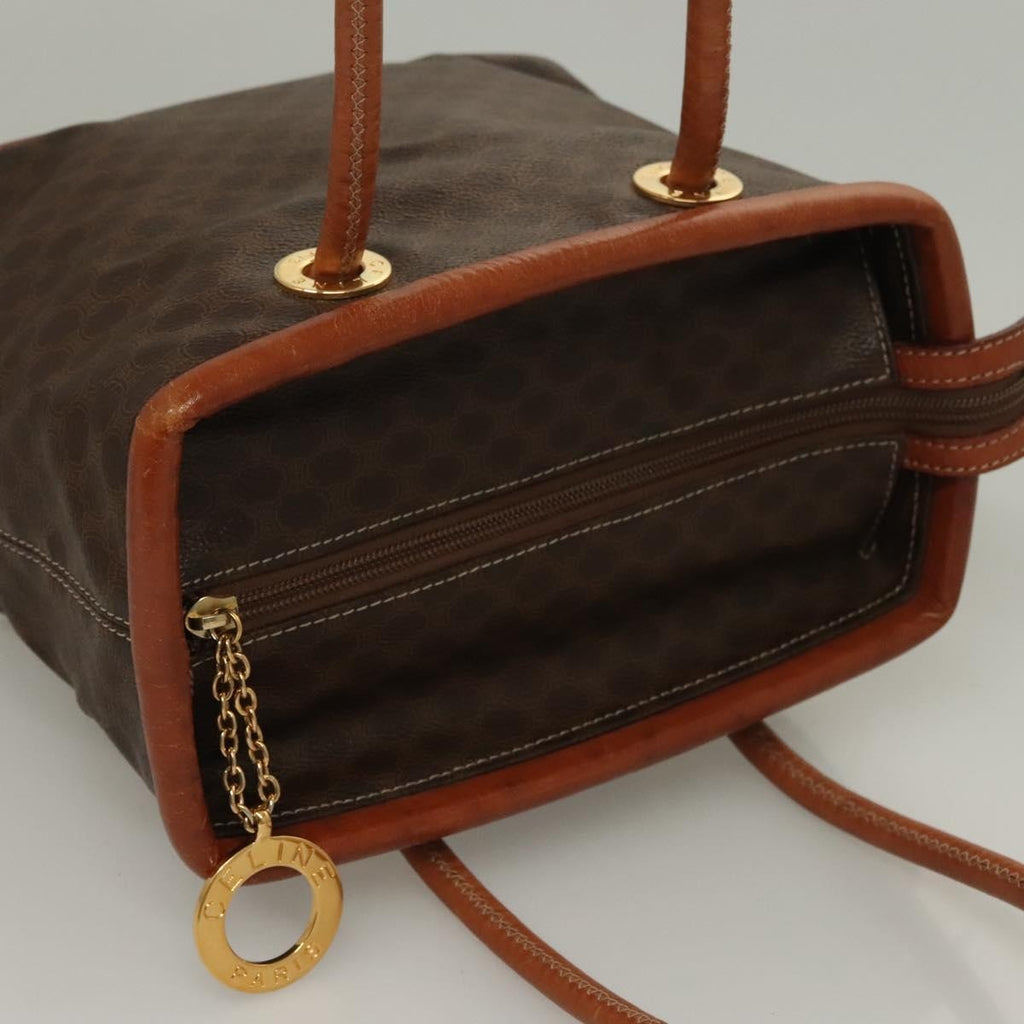 Celine Macadam Handbag Macadam With Leather Brown Canvas Handbag