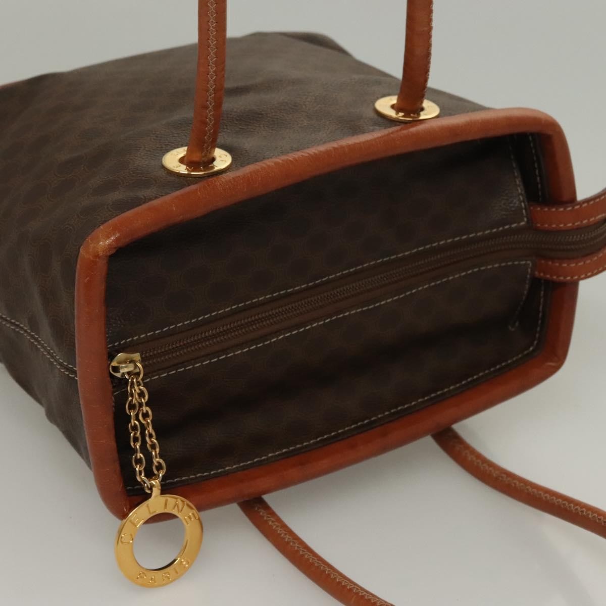 Celine Macadam Handbag Macadam With Leather Brown Canvas Handbag