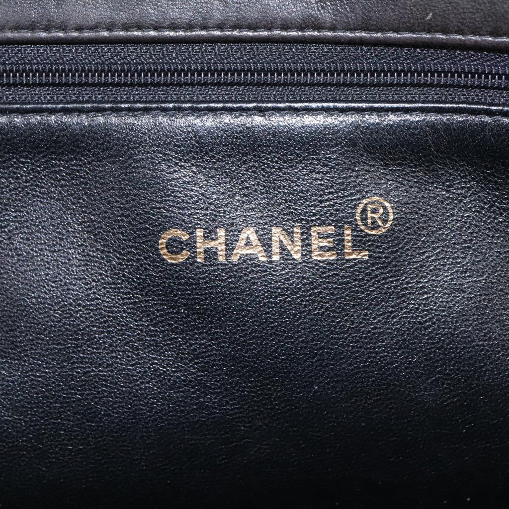 Chanel Vintage Grand Shopping Tote Quilted Lambskin Black Leather Tote Bag Bag