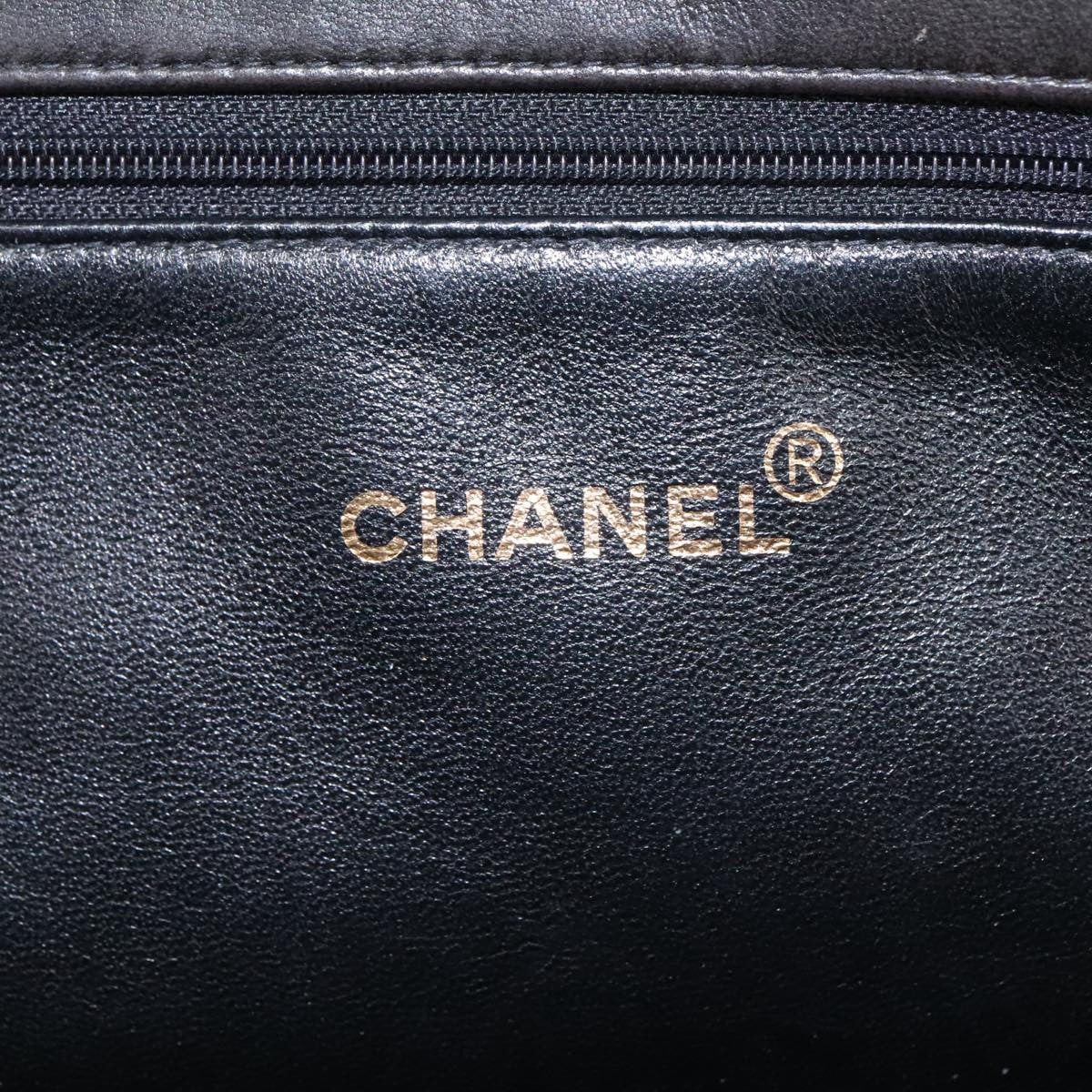 Chanel Vintage Grand Shopping Tote Quilted Lambskin Black Leather Tote Bag Bag