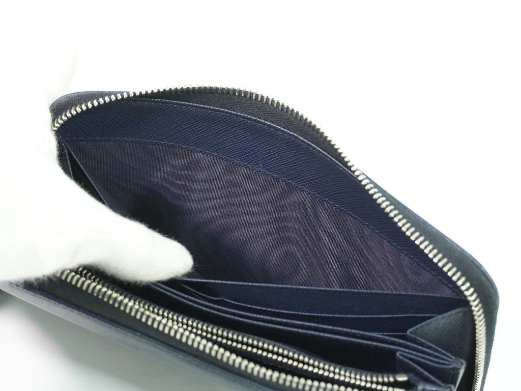 Prada Saffiano Wallet Leather Navy Leather Wallets Accessory