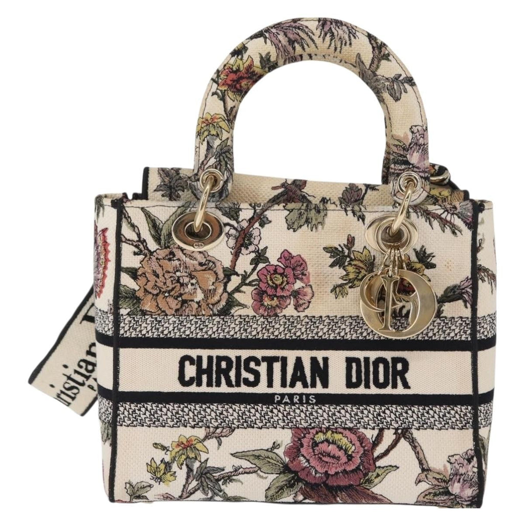 Christian Dior Lady D-Lite Bag Embroidered Canvas Multicolour Canvas Handbag (Pre-Owned)